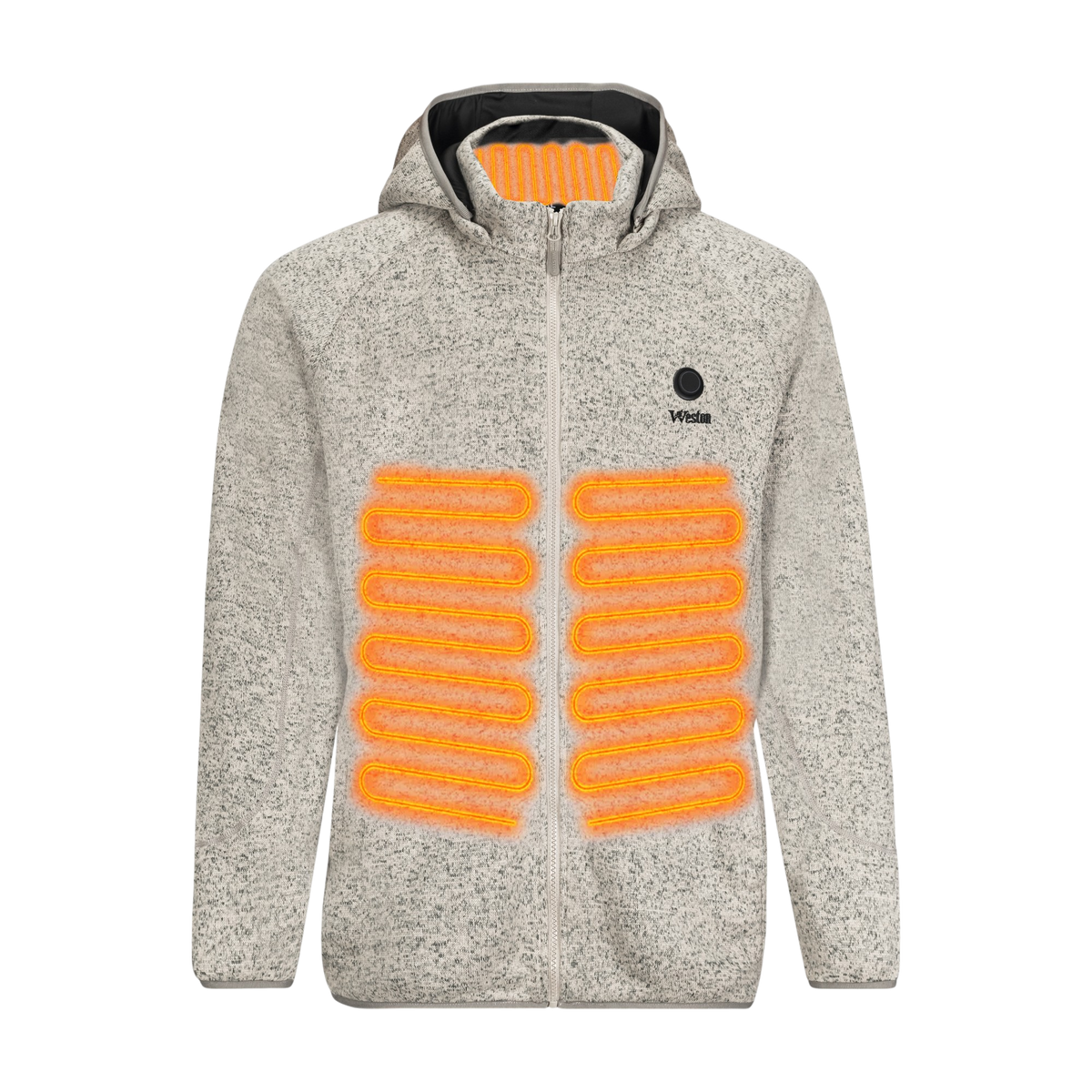 Hitaður flísjakki með hettu fyrir karla