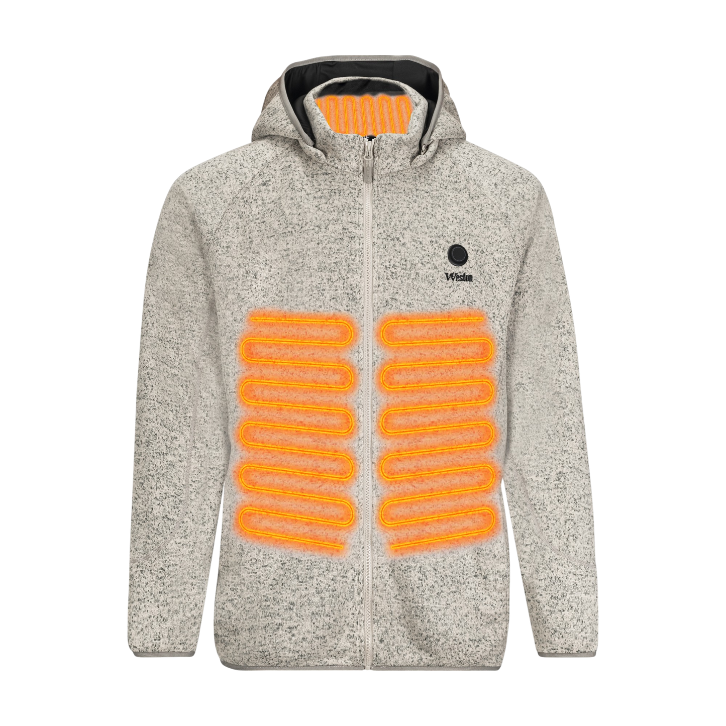 Hitaður flísjakki með hettu fyrir karla