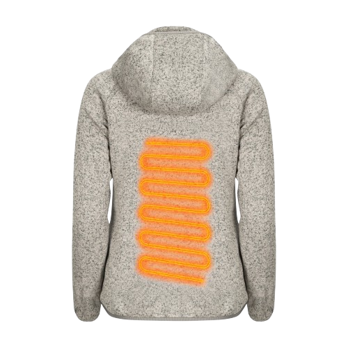 Hituð flísjakki með hettu fyrir konur