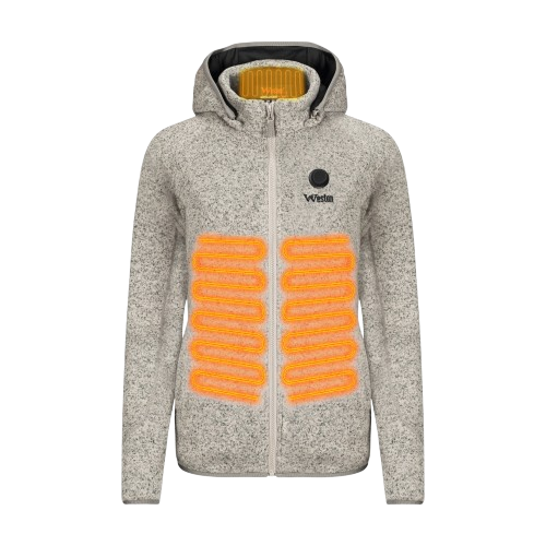 Hituð flísjakki með hettu fyrir konur