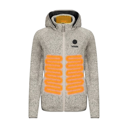 Hituð flísjakki með hettu fyrir konur